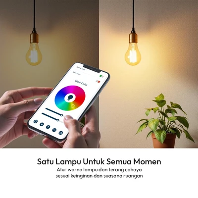 Gambar Krisbow Sync Smart Bohlam LED WiFi 8.5 Watt 850 Lumen RGBCW E27 - Mix