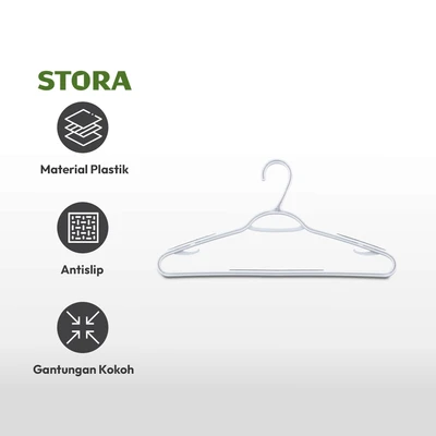 Gambar Stora 42 Cm Set 10 Pcs Hanger Plastik Pp - Putih