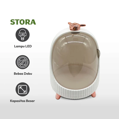 Gambar Stora 17.5x17.5x25.5 cm Organizer Kosmetik LED - Putih