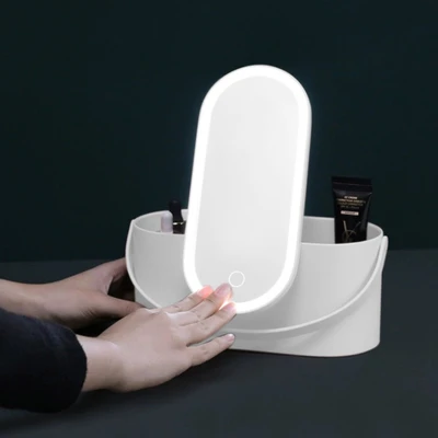 Gambar Stora 23.5x10.4x11.6 cm Organizer Kosmetik LED Mirror - Putih