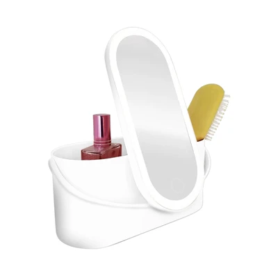 Gambar Stora 23.5x10.4x11.6 cm Organizer Kosmetik LED Mirror - Putih