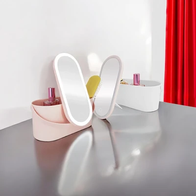 Gambar Stora 23.5x10.4x11.6 cm Organizer Kosmetik LED Mirror - Pink