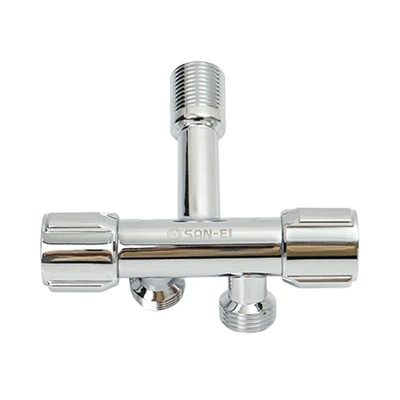 Gambar San Ei 1/2 Inci Stop Keran Dua Cabang Brass Pvn240 - Silver