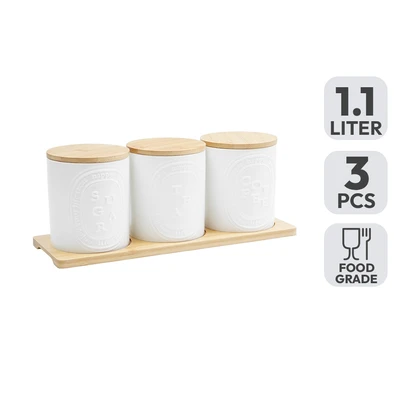 Gambar Appetite Nabi Stoples Porcelain Dengan Nampan 1.1 Liter Set 3 pcs - Putih