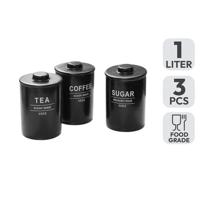 Gambar Appetite Naevi Stoples Keramik 1 Liter Set 3 pcs - Hitam