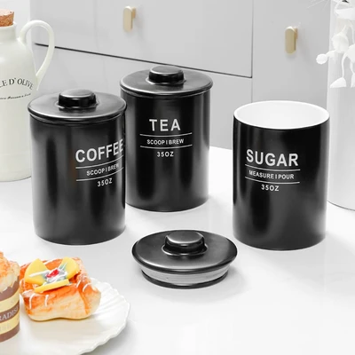 Gambar Appetite Naevi Stoples Keramik 1 Liter Set 3 pcs - Hitam