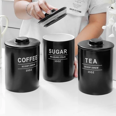 Gambar Appetite Naevi Stoples Keramik 1 Liter Set 3 pcs - Hitam