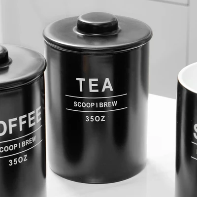 Gambar Appetite Naevi Stoples Keramik 1 Liter Set 3 pcs - Hitam