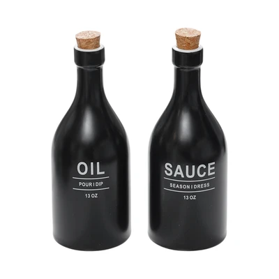Gambar Appetite Naevi Botol Minyak & Saus Keramik Set 2 Pcs - Hitam
