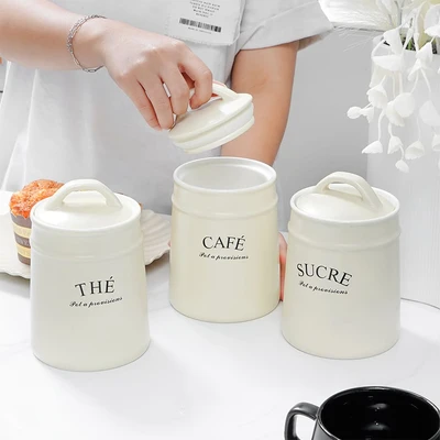 Gambar Appetite Nami Stoples Keramik Dengan Tutup 800 ml Set 3 pcs - Krem Beige