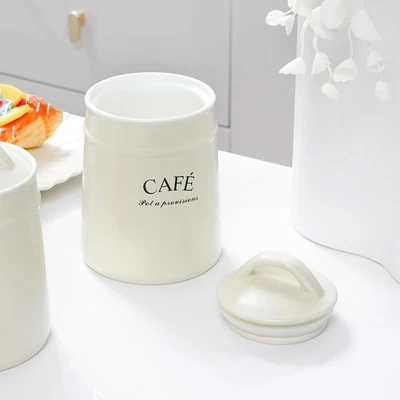 Gambar Appetite Nami Stoples Keramik Dengan Tutup 800 ml Set 3 pcs - Krem Beige