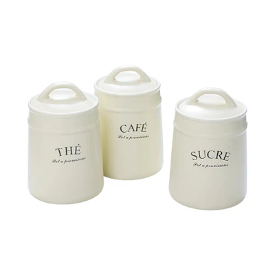 Gambar Appetite Nami Stoples Keramik Dengan Tutup 800 ml Set 3 pcs - Krem Beige