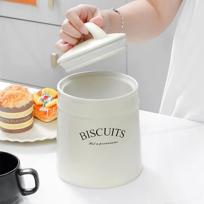 Gambar Appetite Stoples Biskuit Keramik Dengan Tutup 1.5 Liter - Krem Beige