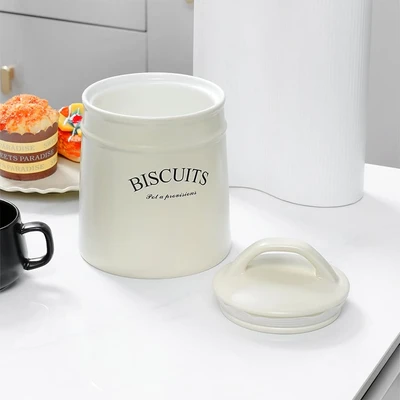Gambar Appetite Stoples Biskuit Keramik Dengan Tutup 1.5 Liter - Krem Beige