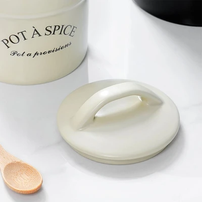 Gambar Appetite Nami Stoples Bumbu Dengan Tutup Dan Sendok Keramik Set 2 Pcs - Krem