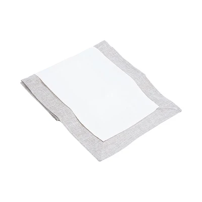 Gambar Informa Table Runner Polyester Linen Border 33x160 cm - Cokelat Taupe