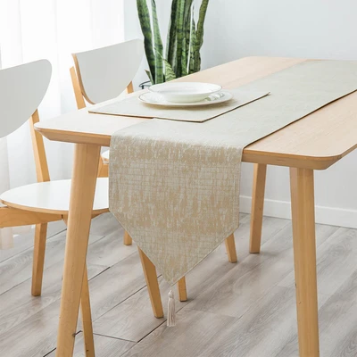 Gambar Informa Table Runner Polyester Jacquard Yarn Dyed 33x160 cm - Krem Beige