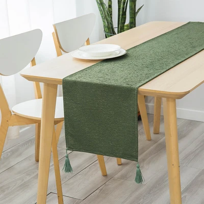 Gambar Informa Table Runner Polyester 4 Tassel 33x180 cm - Hijau