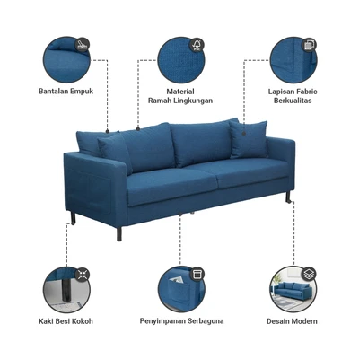 Gambar Nordia Anniston Sofa Fabric 3 Seater Dallas