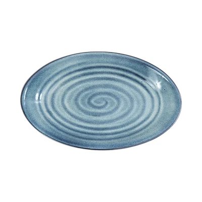 Gambar Appetite Mick Piring Saji Stoneware Oval 30 cm - Biru Glaze