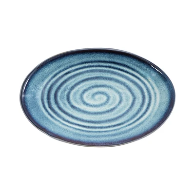 Gambar Appetite Mick Piring Saji Stoneware Oval 36 cm - Biru Glaze