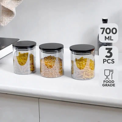 Gambar Informa Lark Stoples Kaca Borosilikat 700 ml Set 3 pcs - Hitam