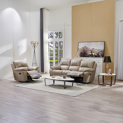 Gambar Cheers Maurice Set Sofa Recliner Kulit 1 & 3 Seater - Cokelat