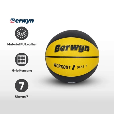 Gambar Berwyn Ukuran 7 Bola Basket Rubber - Kuning