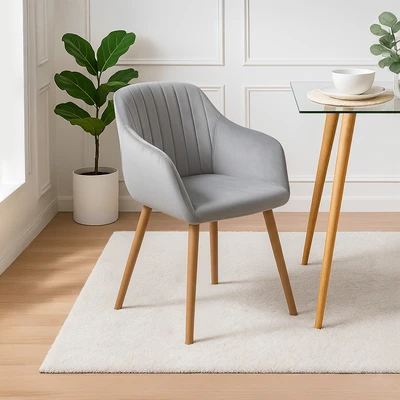 Gambar Informa Berit Kursi Makan Fabric - Abu-Abu/Cokelat Oak