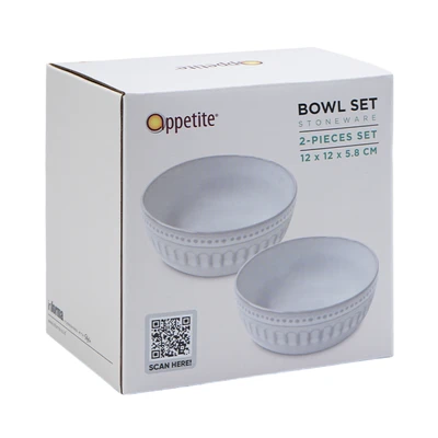Gambar Appetite Elio Mangkuk Saji 12 cm Set 2 pcs - Putih Glaze