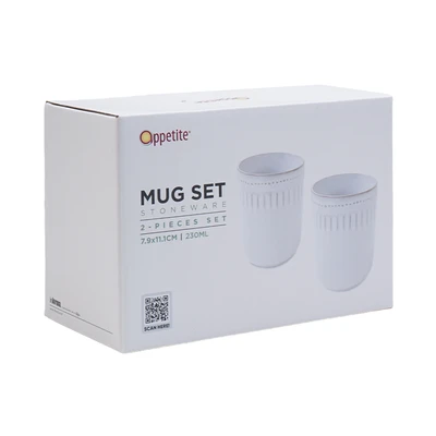 Gambar Appetite Elio Mug Ocha Stoneware 230 ml Set 2 pcs - Putih Glaze