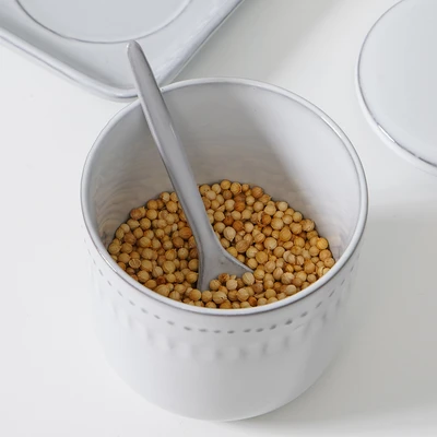 Gambar Appetite Elio Tempat Bumbu Dapur Keramik Dengan Nampan Round Set 3 Pcs - Putih