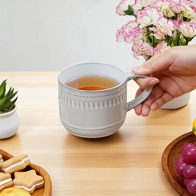 Gambar Appetite Elio Mug Keramik Glaze 250 ml Set 2 pcs - Putih