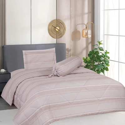 Gambar Sleeplite 120x200 cm Set 4 Pcs Seprai Single Microfiber Stripe Gobi