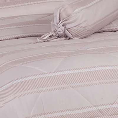 Gambar Sleeplite 120x200 cm Set 4 Pcs Seprai Single Microfiber Stripe Gobi