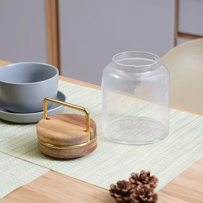 Gambar Informa Hana Stoples Kaca Dengan Handle 850 ml - Gold Transparan