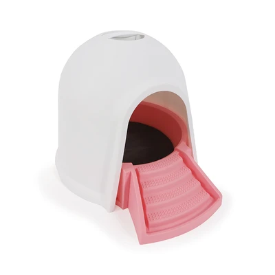 Gambar M-Pets Igloo Toilet Kucing 2 In 1 - Putih/Pink