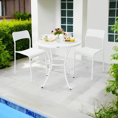 Gambar Soleil Gingham Meja Teras Steel 70 cm - Putih