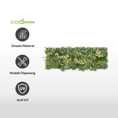 Gambar CC Grass Rumput Artifisial Dinding Rhea 50x150 cm Set 3 Pcs - Mix