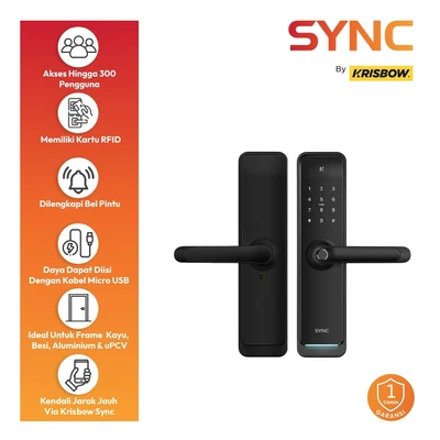 Gambar Krisbow Sync Smart Digital Door Lock Mortise - Hitam