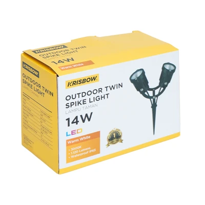 Gambar Krisbow Paka Lampu Taman Double 14 Watt 3000K Warm White - Kuning