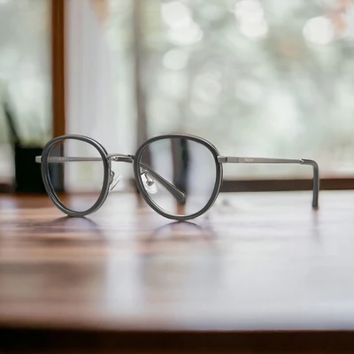 Gambar Parim Eyewear Kacamata Optical Classic Round - Abu-Abu/Hitam