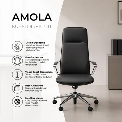 Gambar Sevati Amola Kursi Kantor Sandaran Tinggi - Hitam