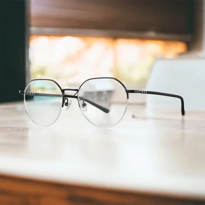 Gambar Parim Eyewear Kacamata Optical Thin Halfrim Metal - Hitam