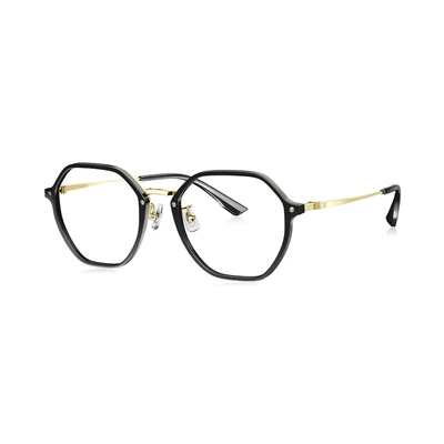 Gambar Parim Eyewear Kacamata Optical Hexagonal Titanium - Hitam/Gold