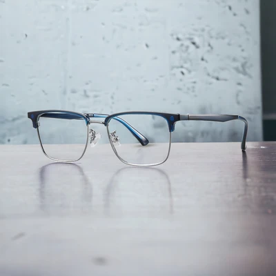 Gambar Parim Eyewear Kacamata Magnet Half Ultem - Biru/Silver