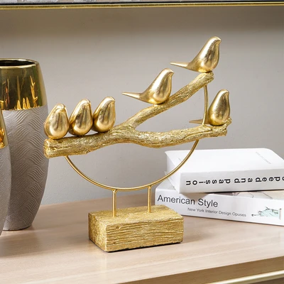 Gambar Informa Patung Miniatur Bird Paradise 36.5x36 cm - Gold
