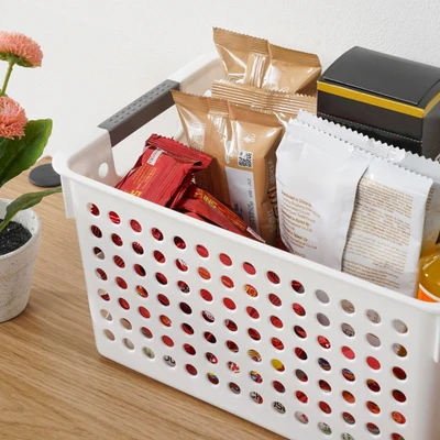 Gambar Stora Dots Keranjang Penyimpanan Deep 27x18x14 cm - Putih