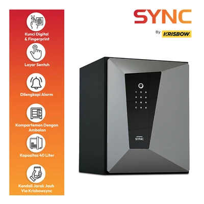 Gambar Krisbow Sync Smart Brankas Besi Layar Sentuh 36x33x45 cm FDB-45 - Hitam