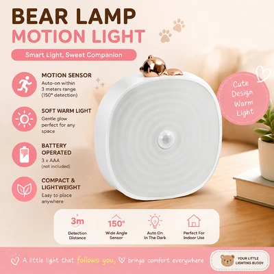 Gambar Ataru Lampu Meja Dengan Sensor Gerak Bear - Putih
